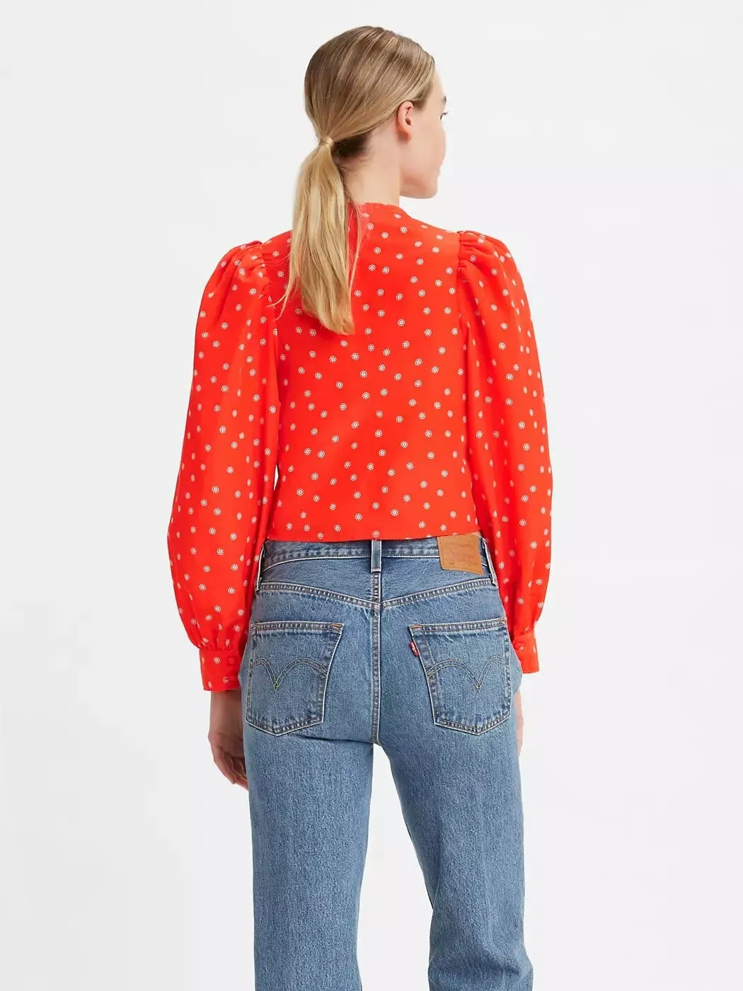 Fawn Tie Blouse Daisy Foulard Enamel Orange