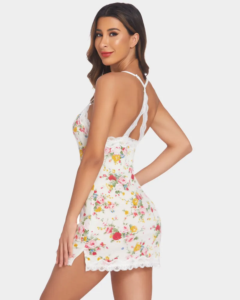 Floral Full Slip Chemise Lingerie