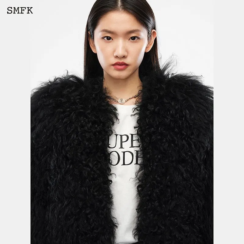 Gemini Fur Aviator Jacket Black