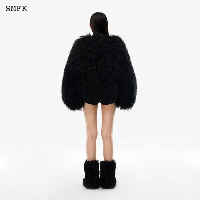 Gemini Fur Aviator Jacket Black