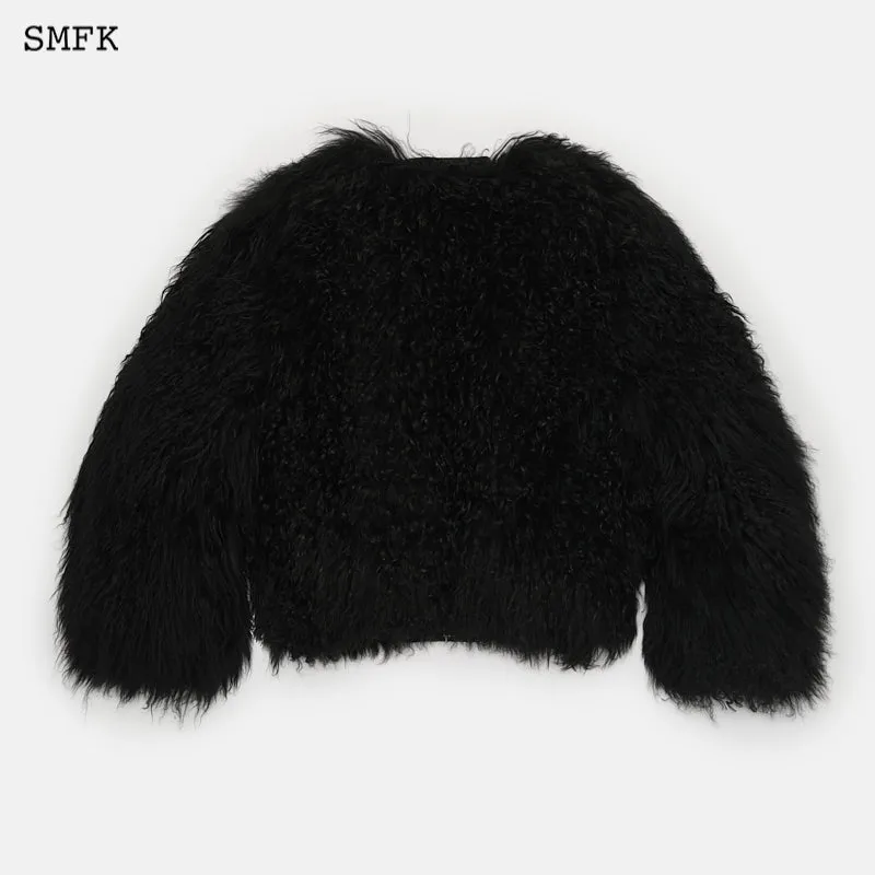 Gemini Fur Aviator Jacket Black