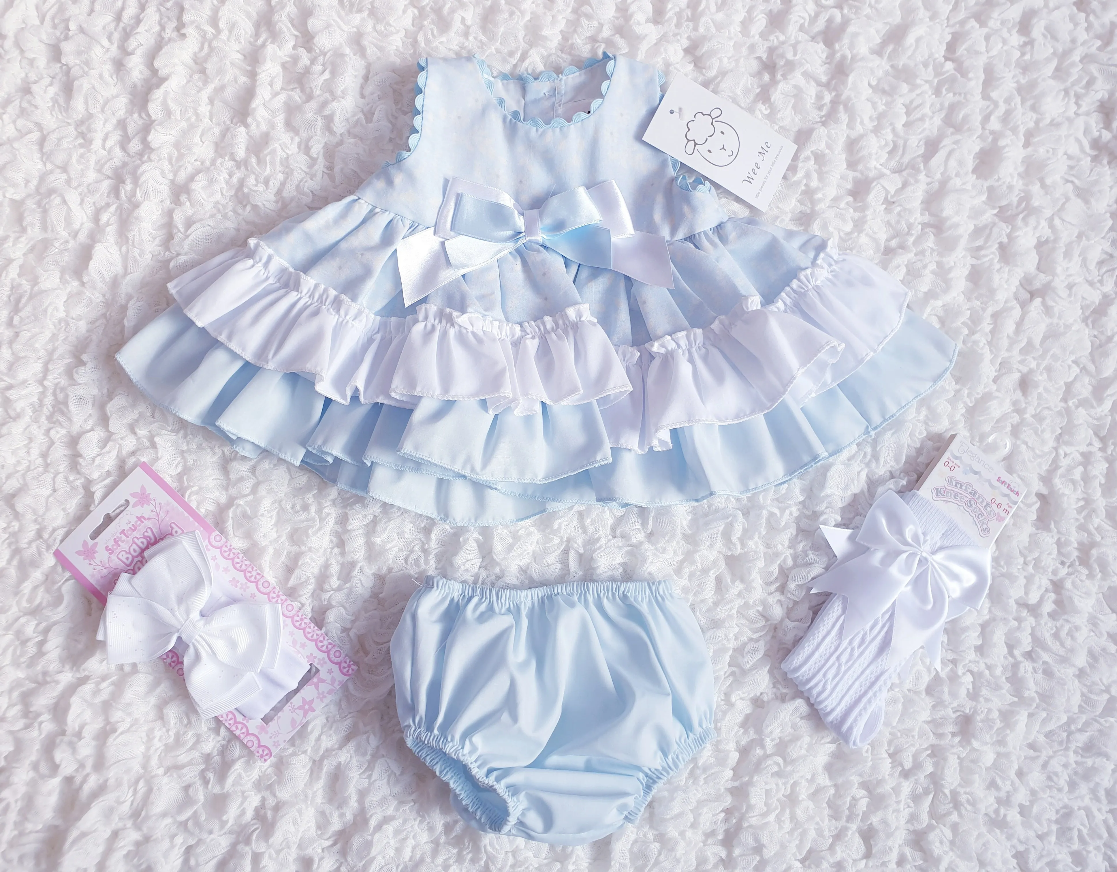 Girls Wee Me Pale Blue Puff Ball Dress & Pants