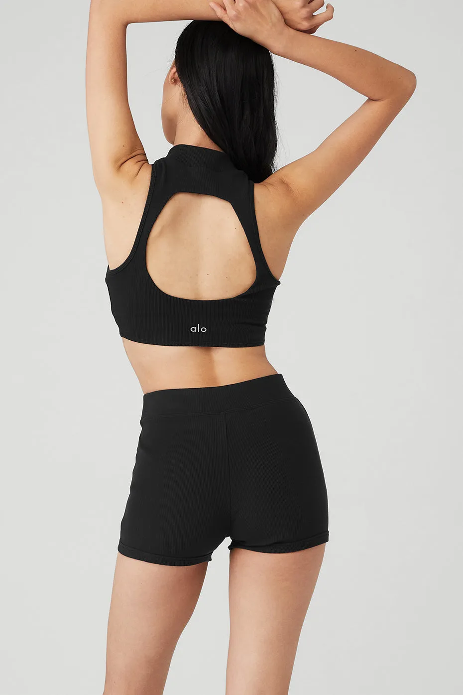 Goddess Rib Cropped Dynamite Tank - Black