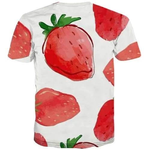 Graffiti T-shirt Men Strawberry Tshirts Casual Fruit T-shirts Graphic White Shirt Print Harajuku Tshirt Anime Short Sleeve