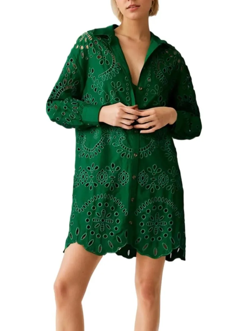 Green lace mini dress