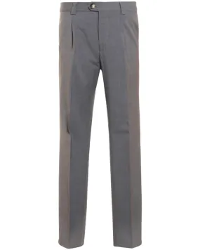 Grey Stretch Wool Single Pleat Dress Pant