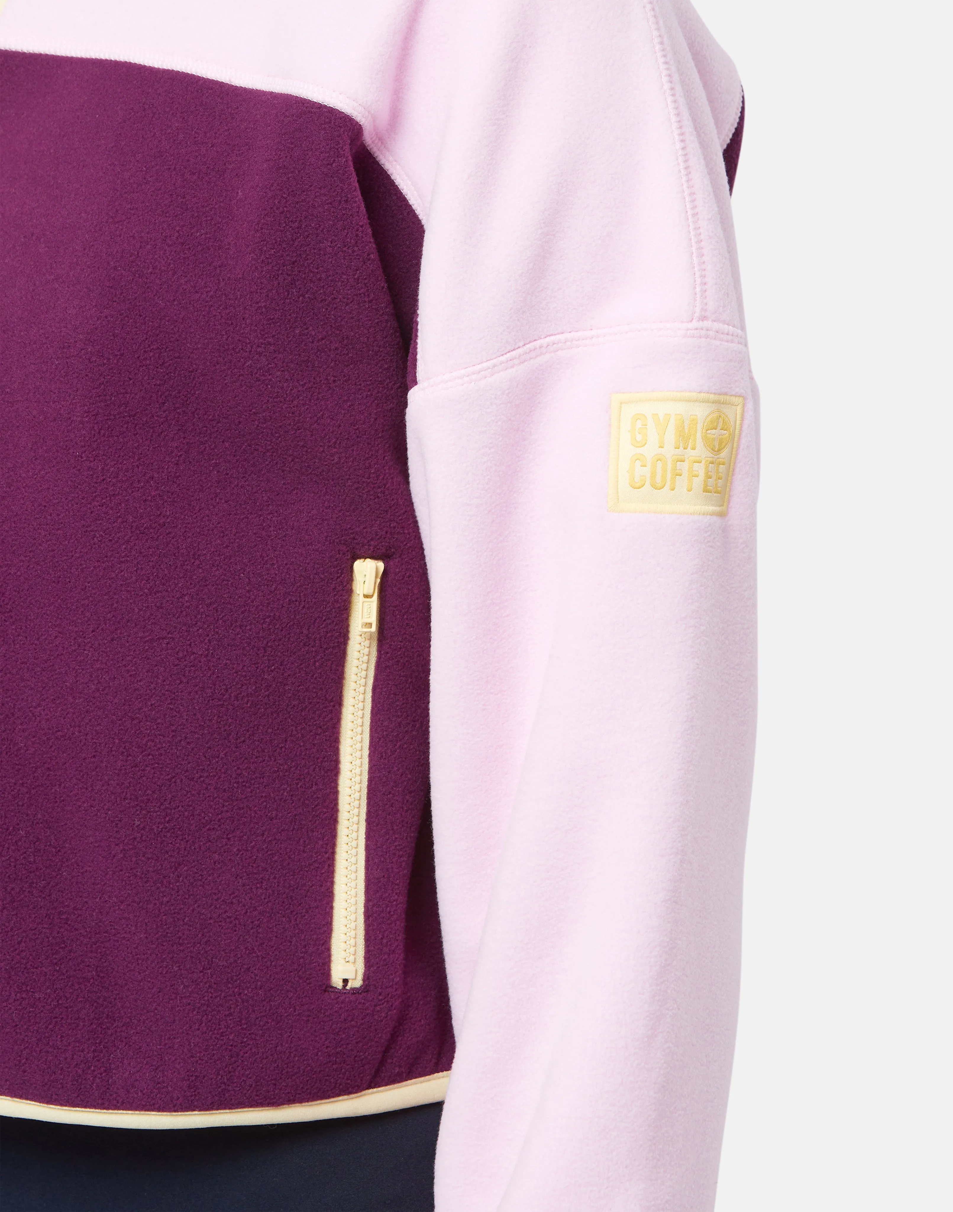 Half Zip Crop Polar Fleece in Burgundy