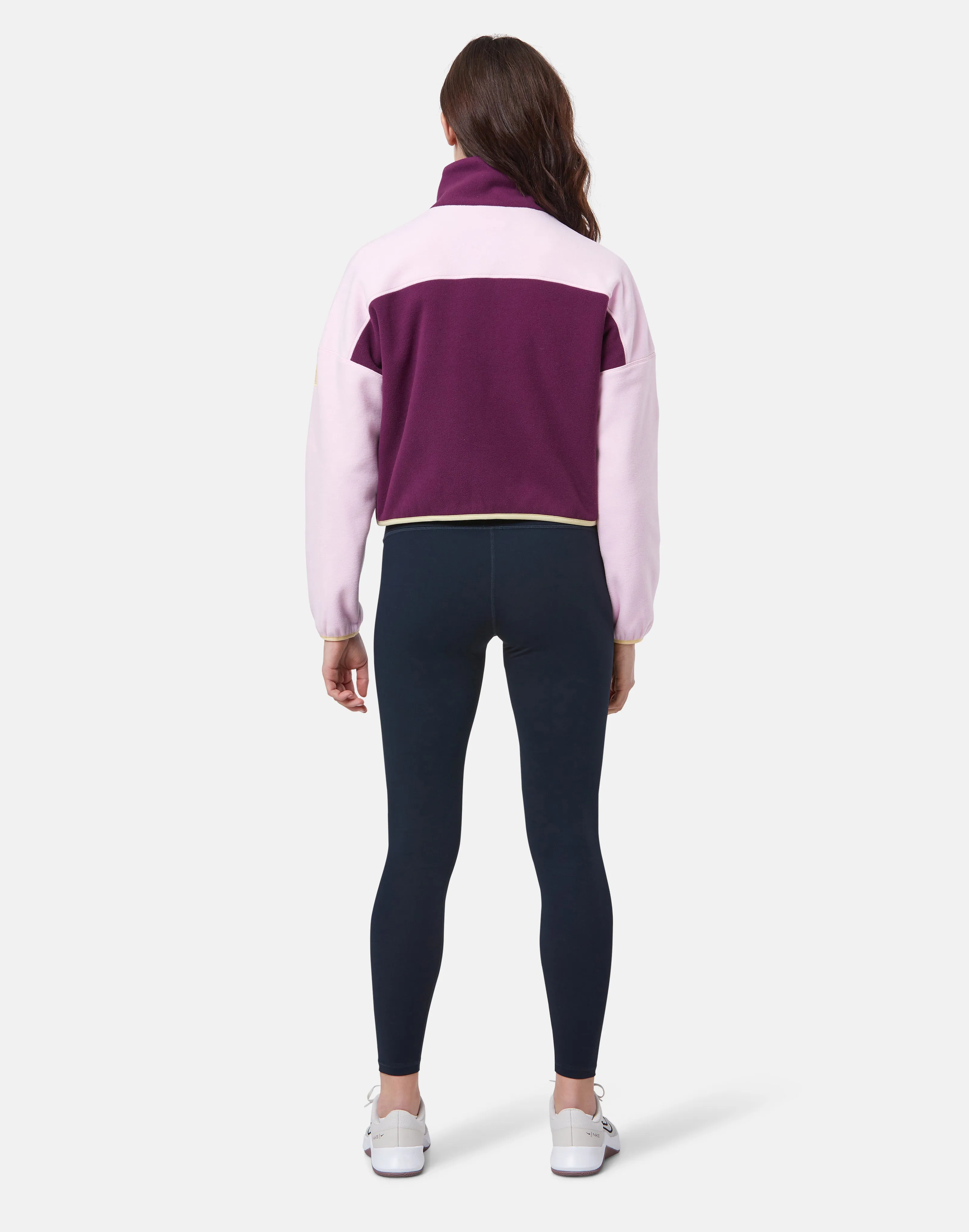 Half Zip Crop Polar Fleece in Burgundy