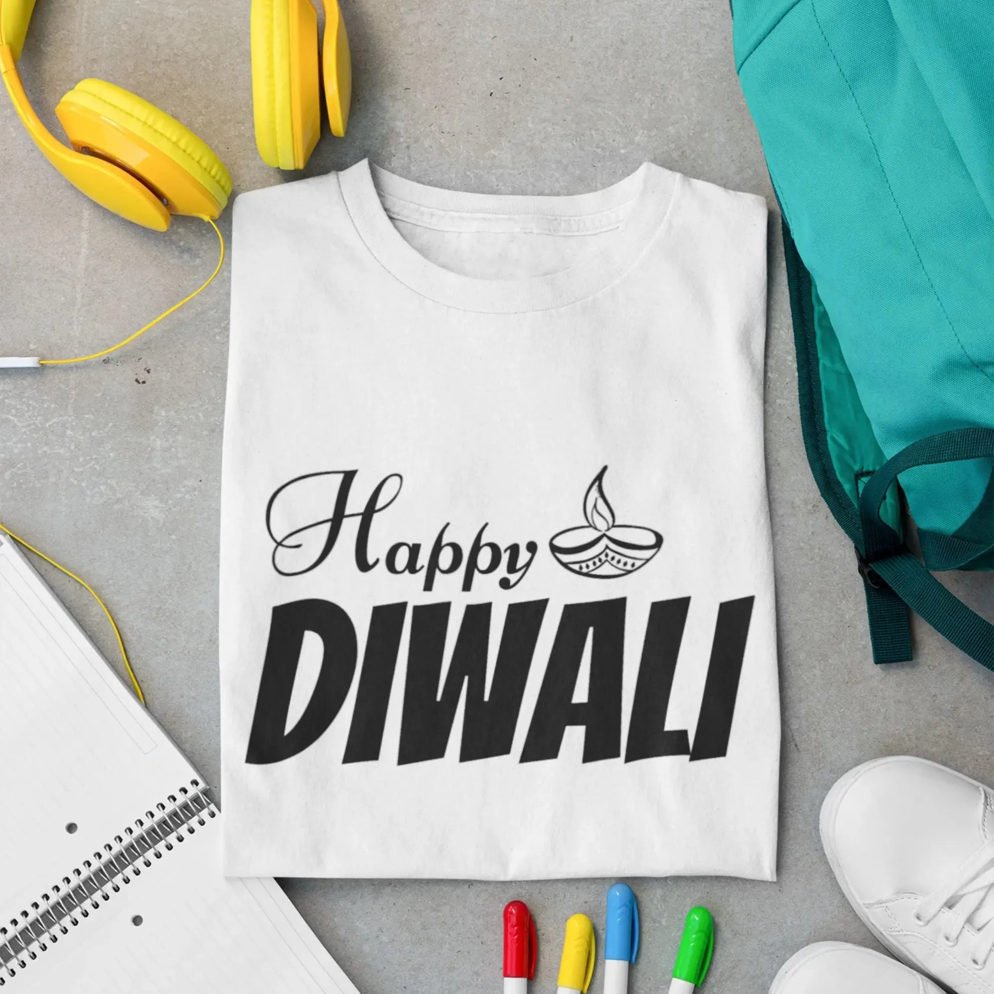 Happy Diwali Round Neck Half Sleeve Classic T-Shirt