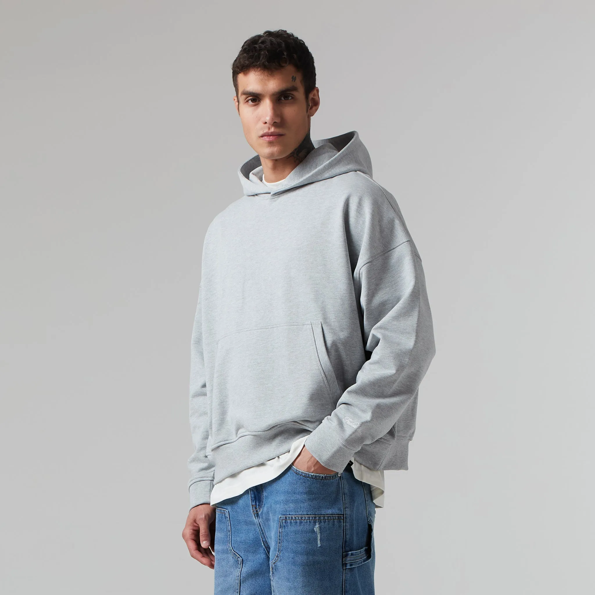 Heavyweight Box Fit Hoodie | Grey Marl