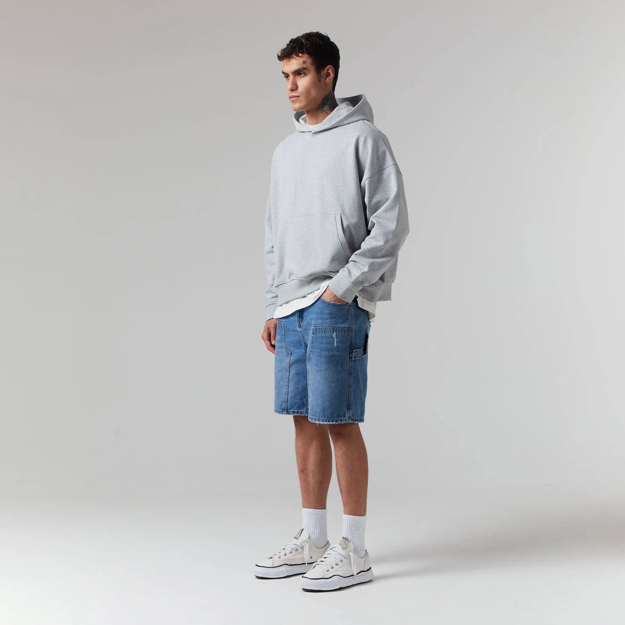 Heavyweight Box Fit Hoodie | Grey Marl