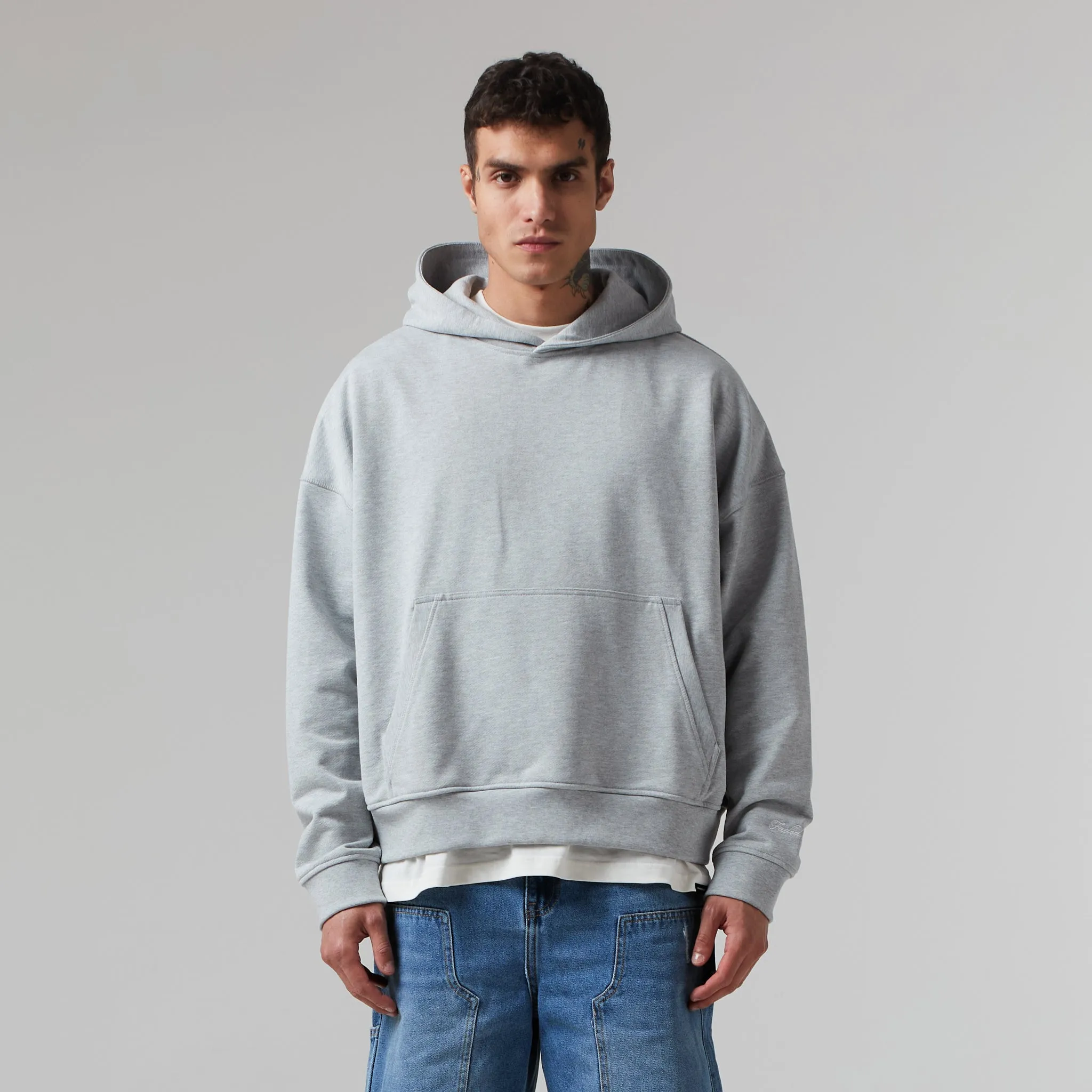 Heavyweight Box Fit Hoodie | Grey Marl