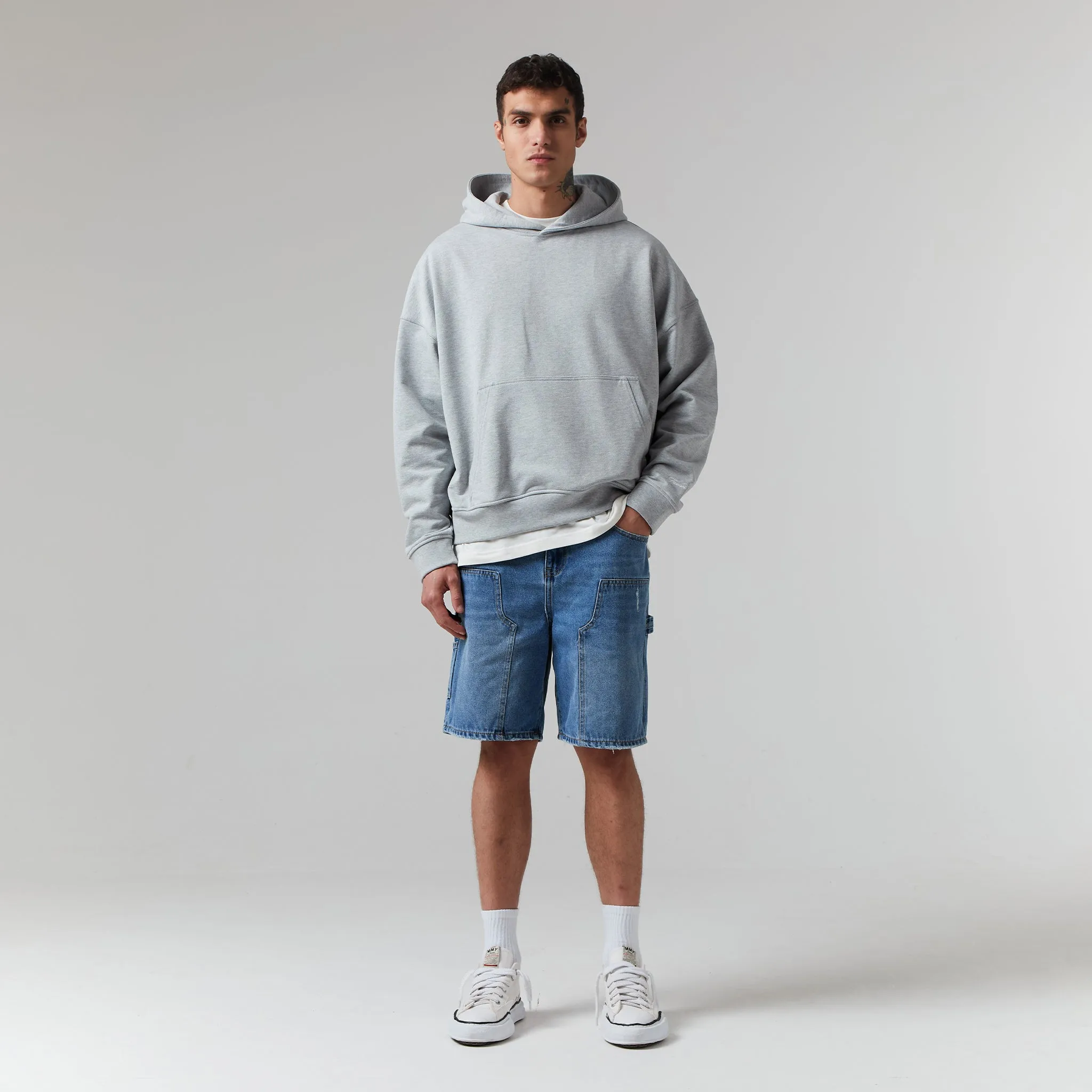 Heavyweight Box Fit Hoodie | Grey Marl