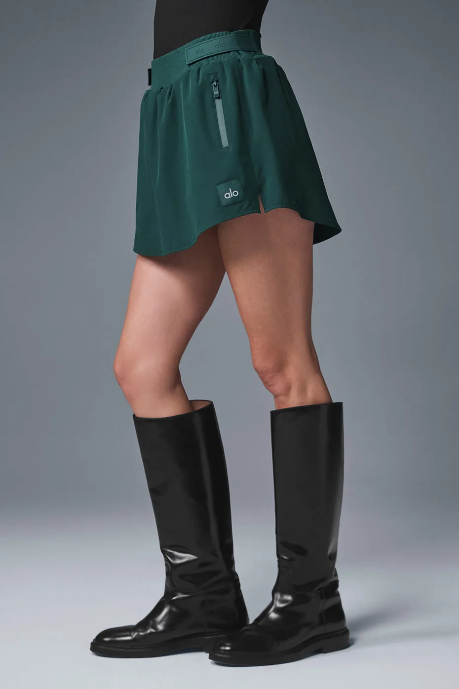 High-Waist Elevation Mini Skirt - Midnight Green