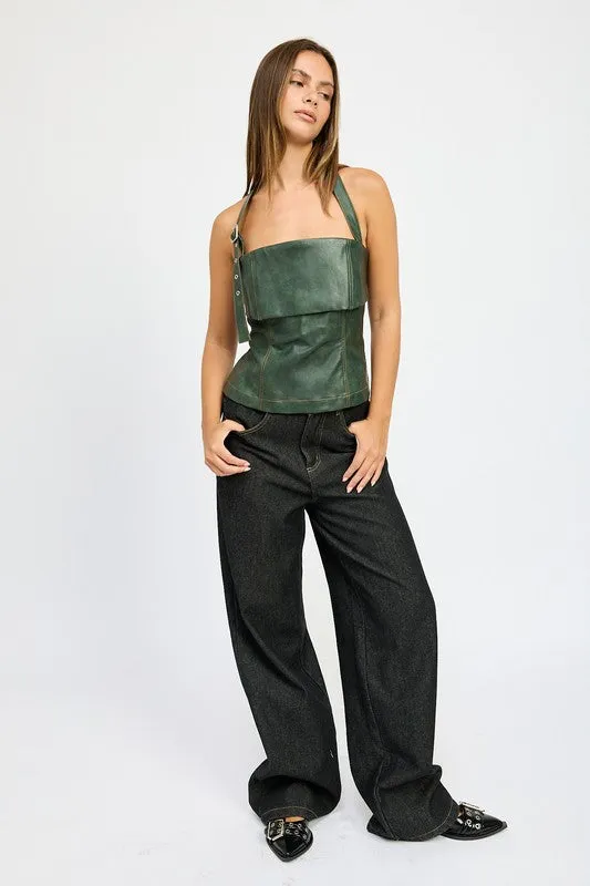 Hot Girl Fleece Lined Denim Wide Leg Pants