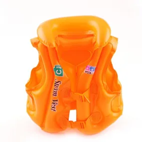 Inflatable Kids Swim Vest Durable PVC Plastic Sizes 39-55LBS 3 Colors