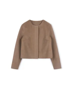 jacket cropped wool - beige