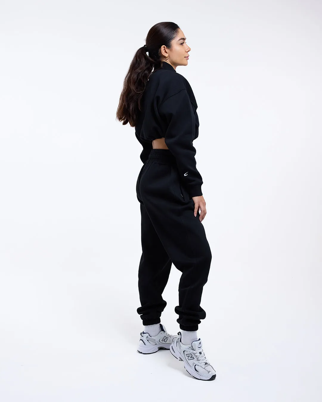 Johnson Cropped 1/4 Zip - Black