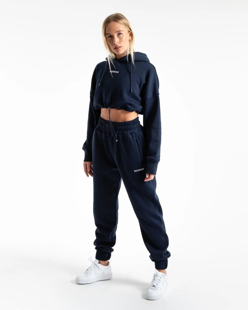 JOHNSON CROPPED HOODIE - NAVY