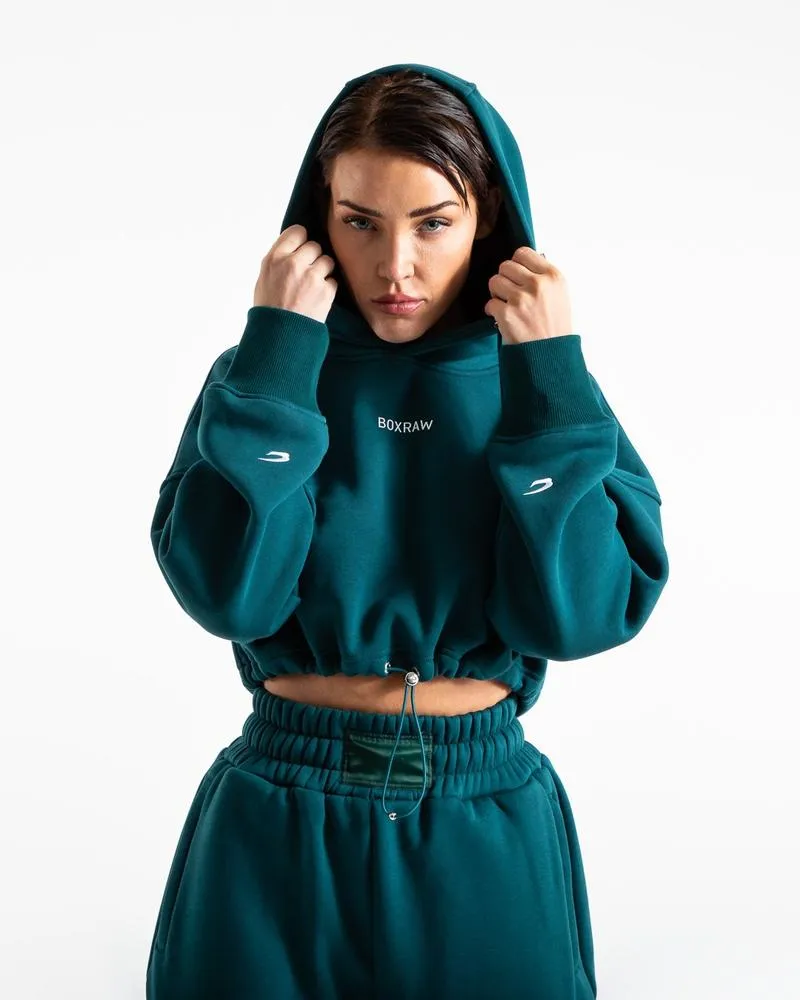 JOHNSON CROPPED HOODIE - TEAL