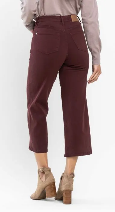 Judy Blue High Waist Tummy Control Cropped Oxblood Jeans