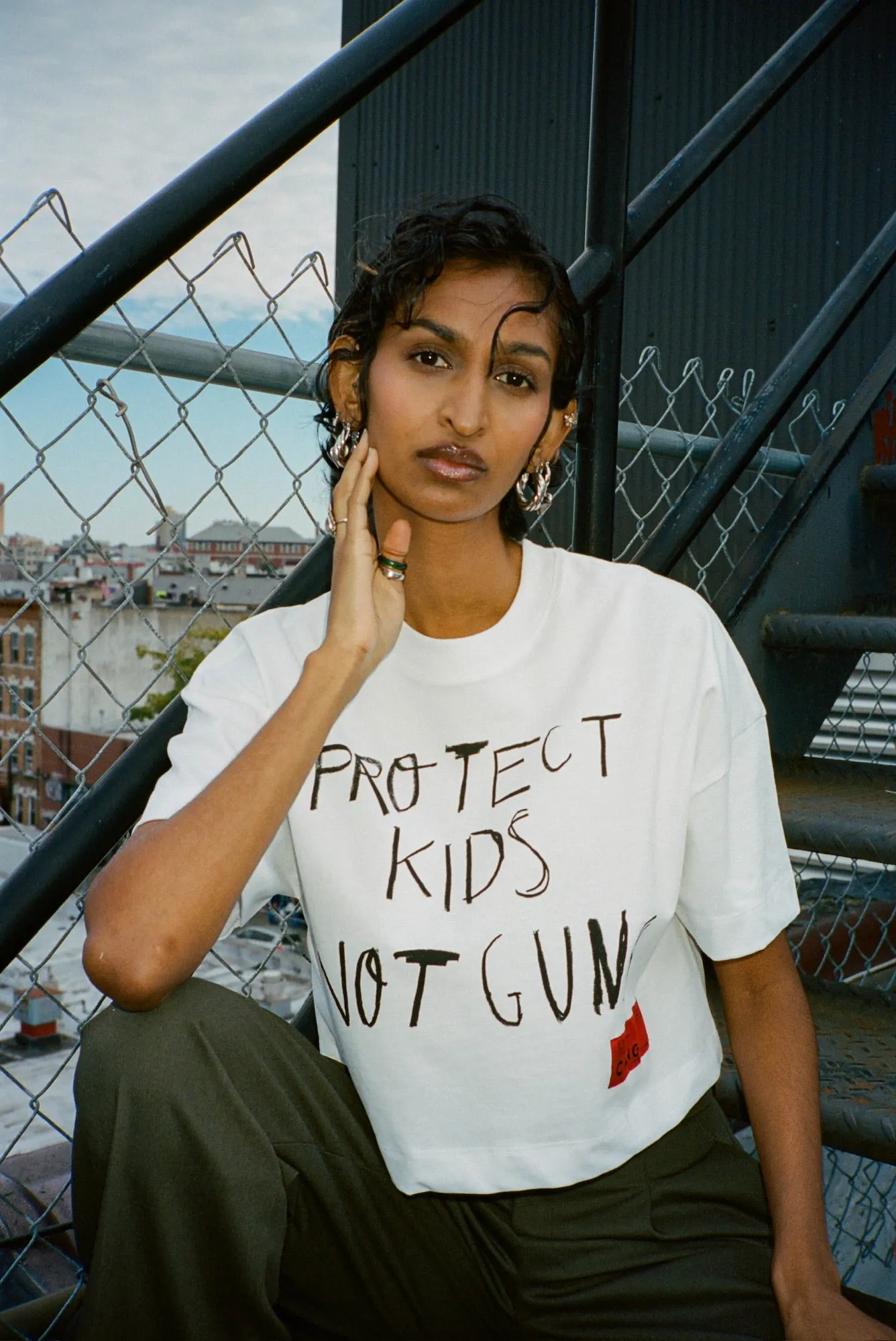 Kids Not Guns S/S Crop (White)