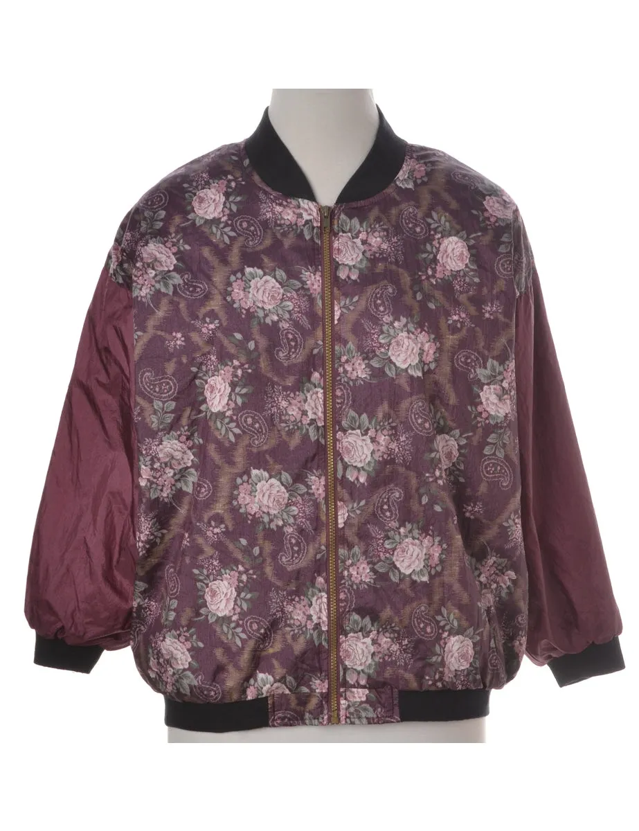 Label Floral Print Bomber Jacket