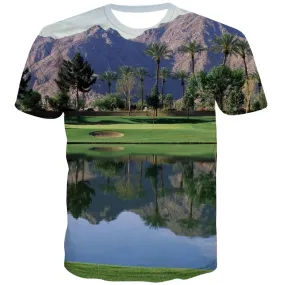 Lawn T-shirt Men Golf Shirt Print Forest T-shirts Graphic Natural Tshirts Cool Game Tshirts Novelty