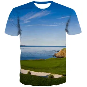 Lawn T shirts Men Golf Tshirts Cool Forest Tshirts Novelty Natural Tshirt Anime Game Shirt Print