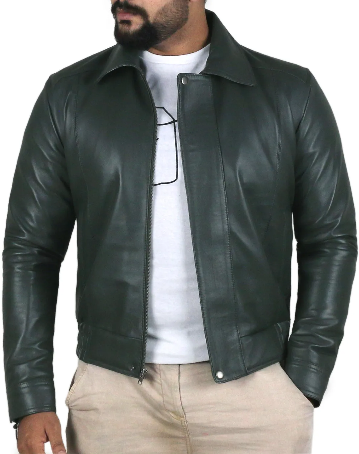 Leather Jackets Hub Mens Genuine Lambskin Leather Coat (Black, Aviator Jacket) - 1501305