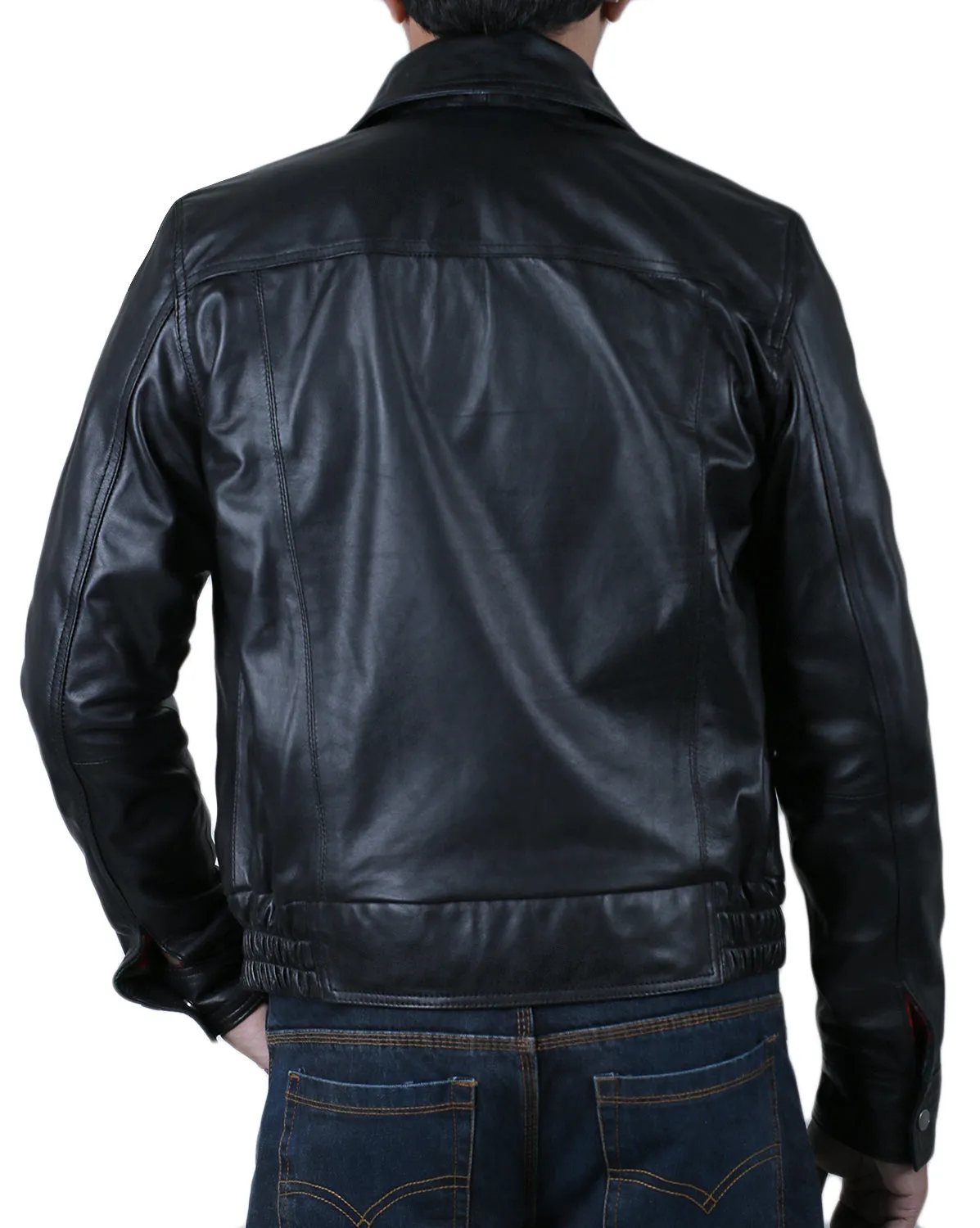 Leather Jackets Hub Mens Genuine Lambskin Leather Coat (Black, Aviator Jacket) - 1501305