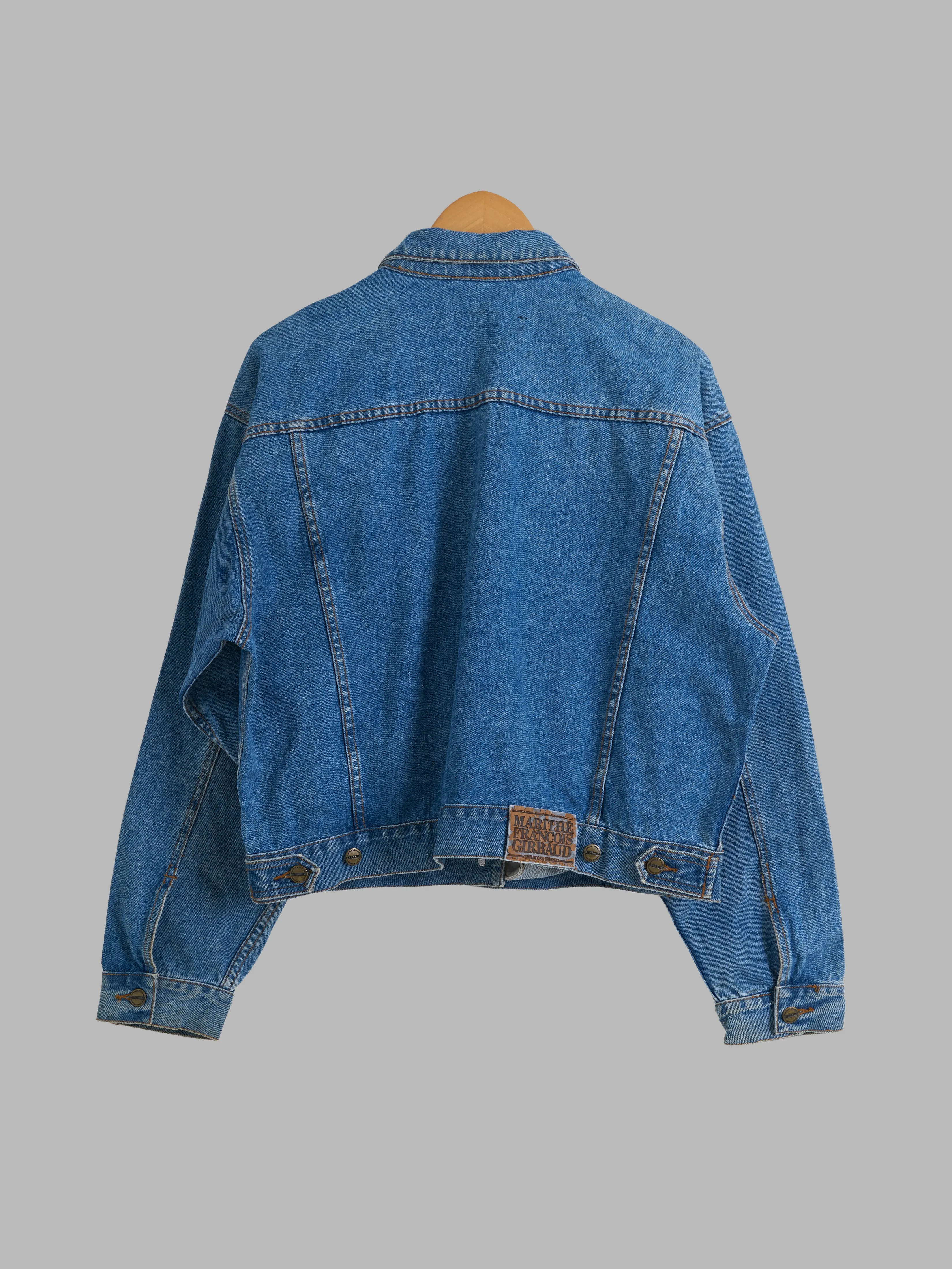 Marithe Francois Girbaud stonewashed denim jacket with crumbling brand patch - L