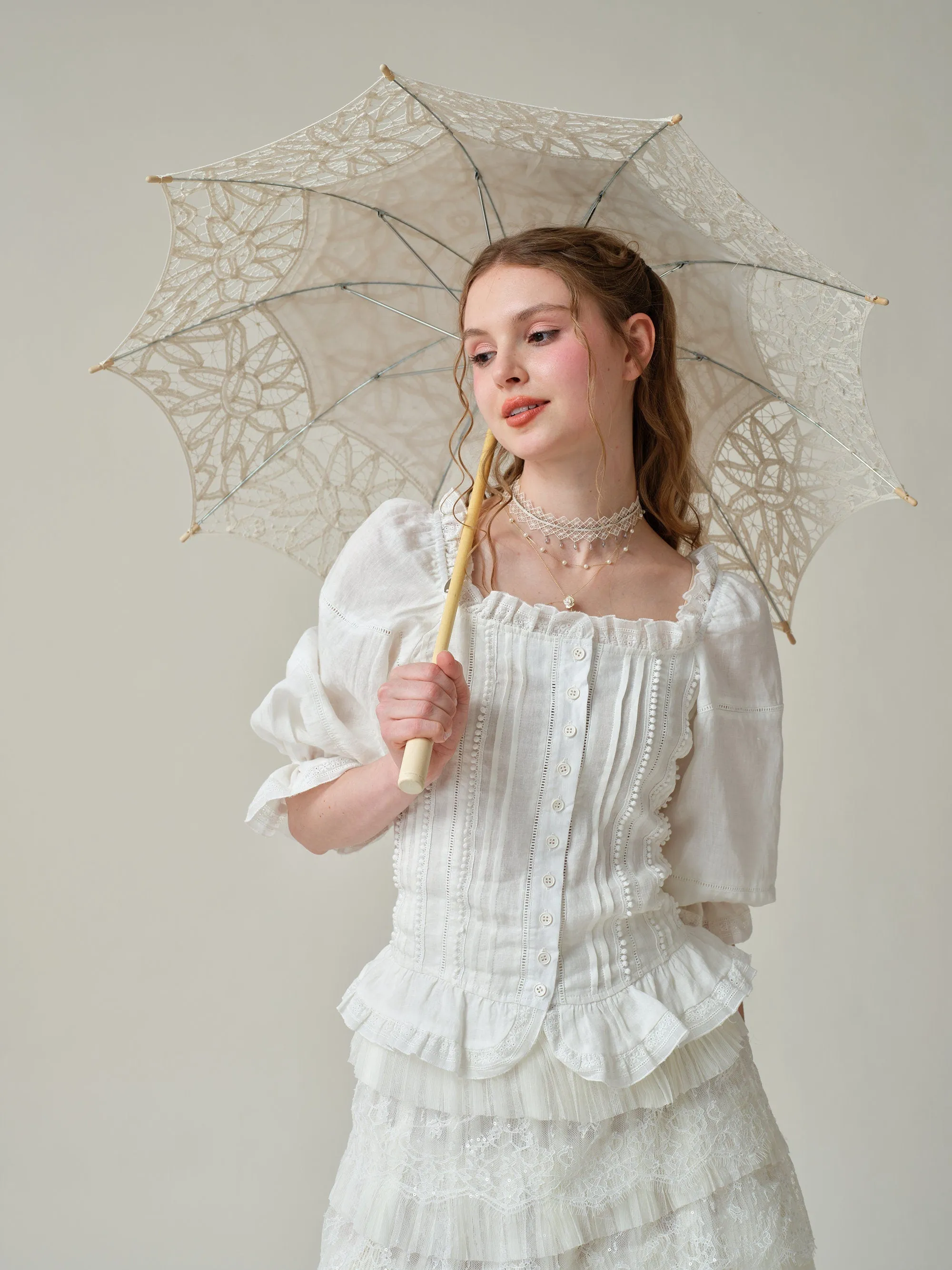 Martha 21 | Handmade lace linen blouse