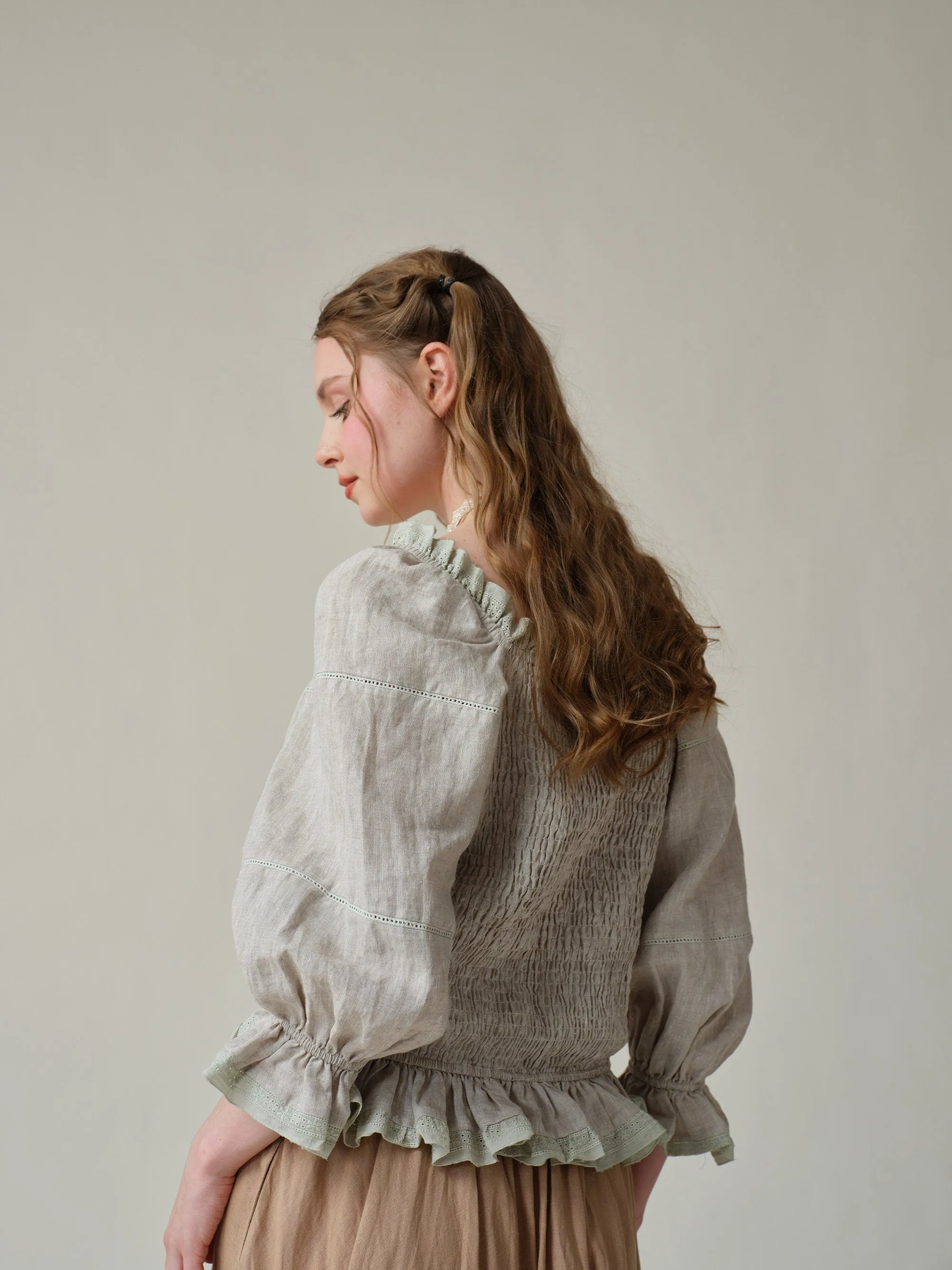 Martha 21 | Handmade lace linen blouse