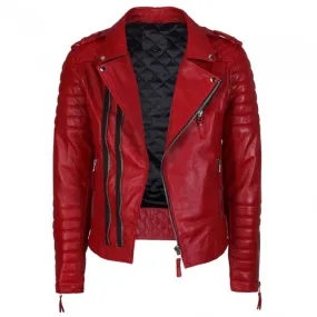 Men Supreme Red Fashion Leather Jacket