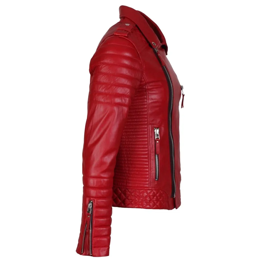 Men Supreme Red Fashion Leather Jacket