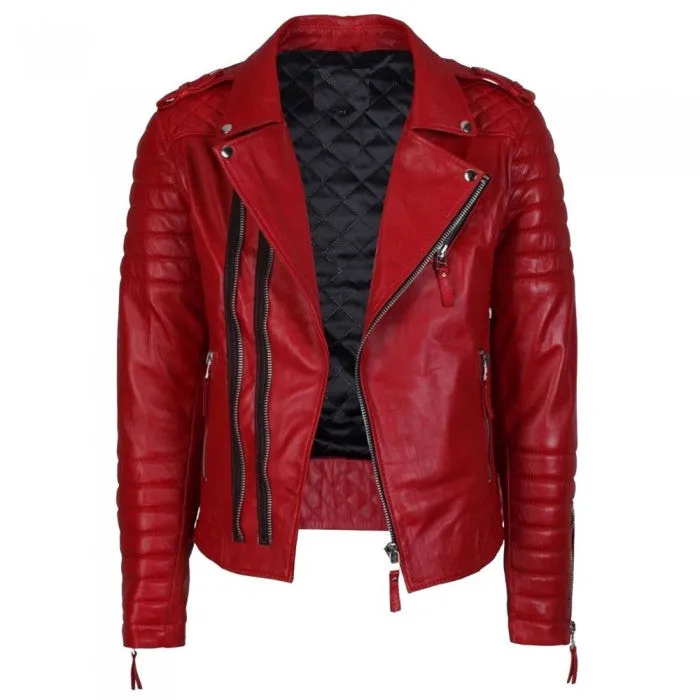 Men Supreme Red Fashion Leather Jacket