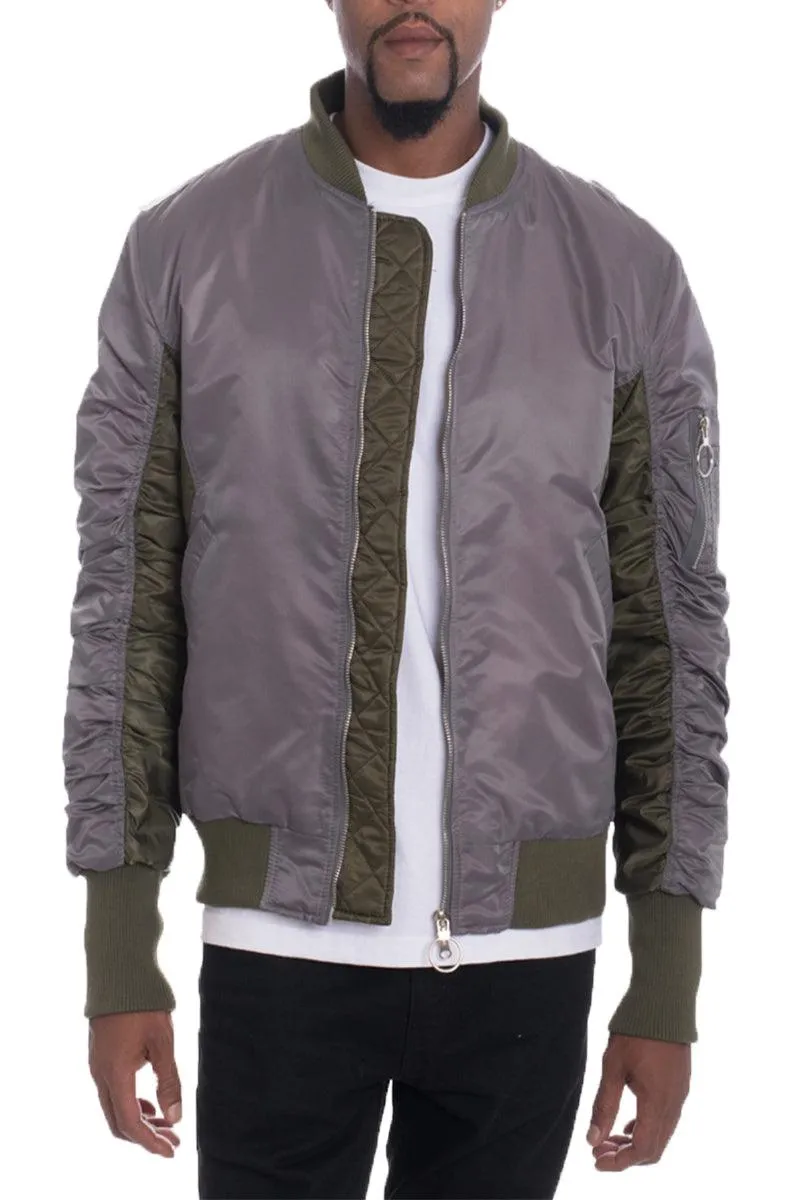 Mens Black Grey Two Tone Bomber Jacket