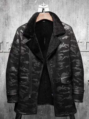 Men's Flying Fur Pilots Shearling Long Jacket Coat