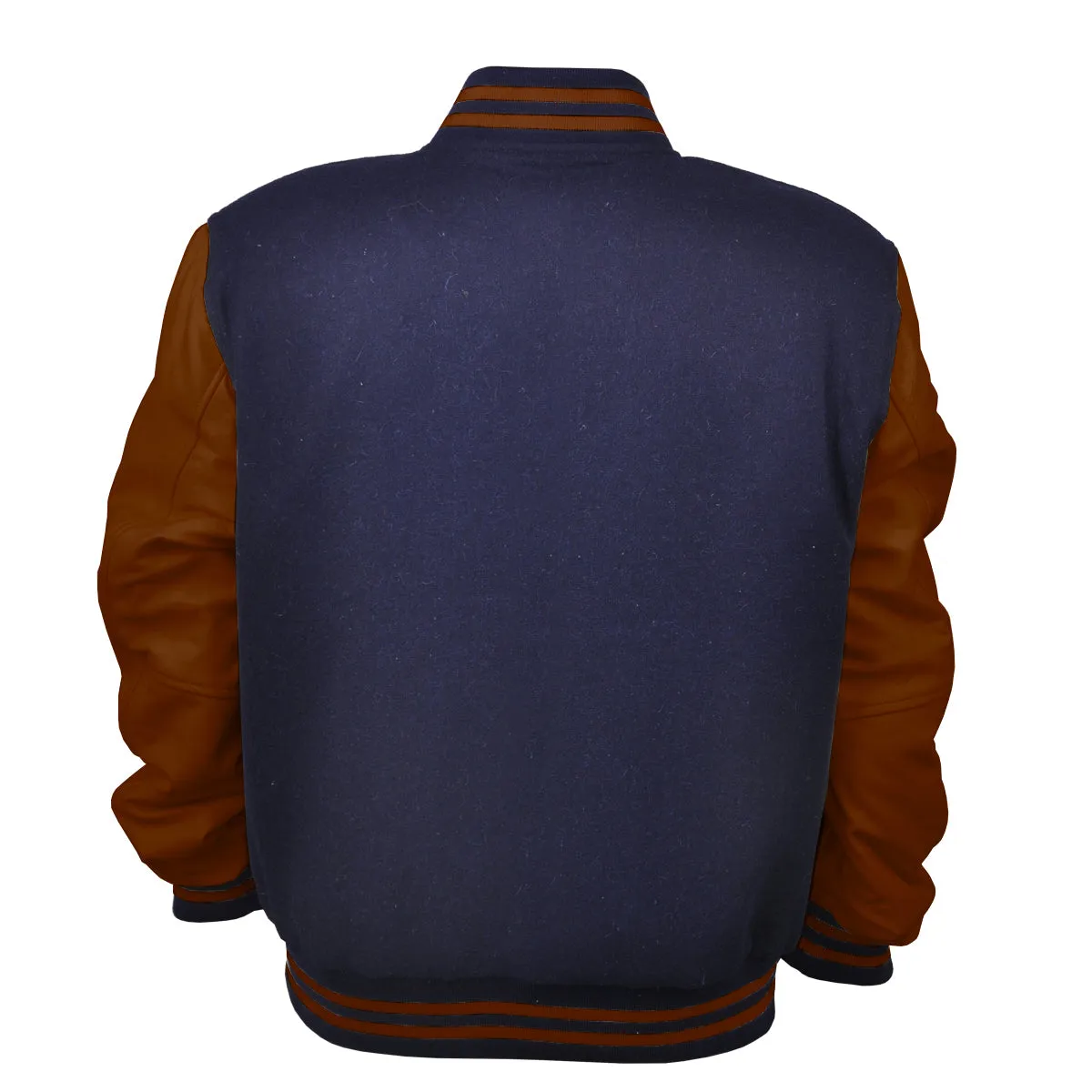 Mens Jacket Wool Leather Navy Blue/Brown