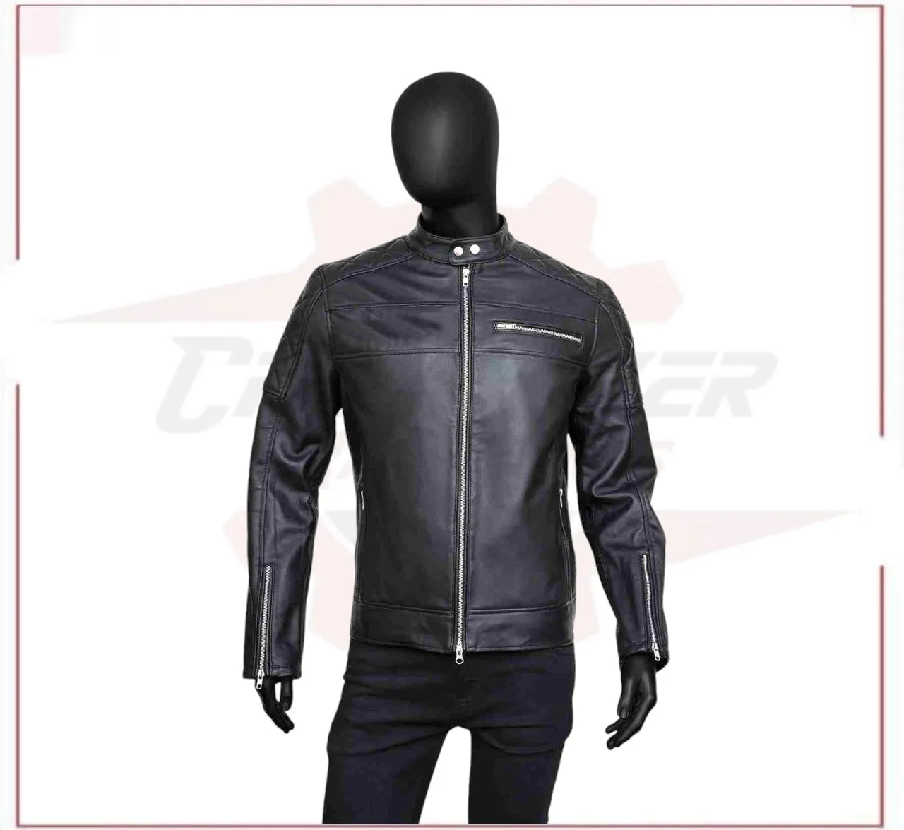 Mens Slimfit Black Leather Jacket