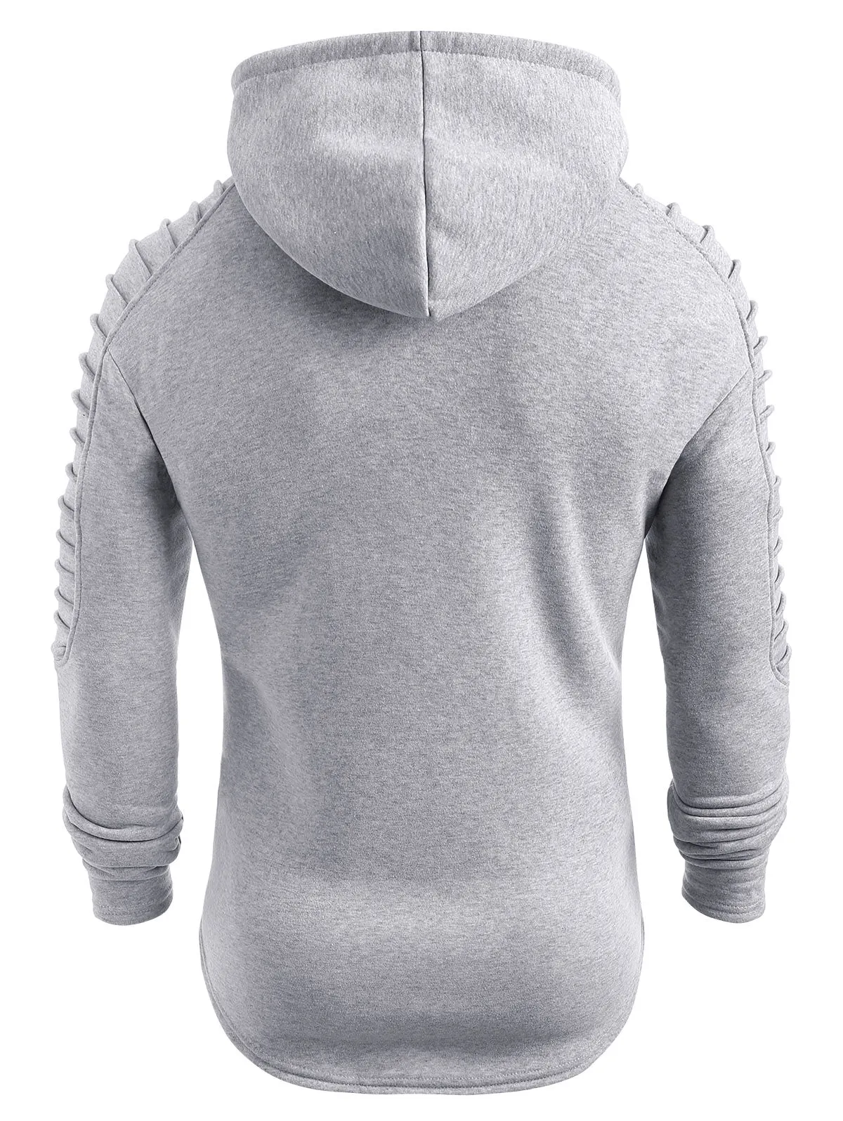 Men's Solid Color Pleated Long Sleeve s Fleece Hoodie