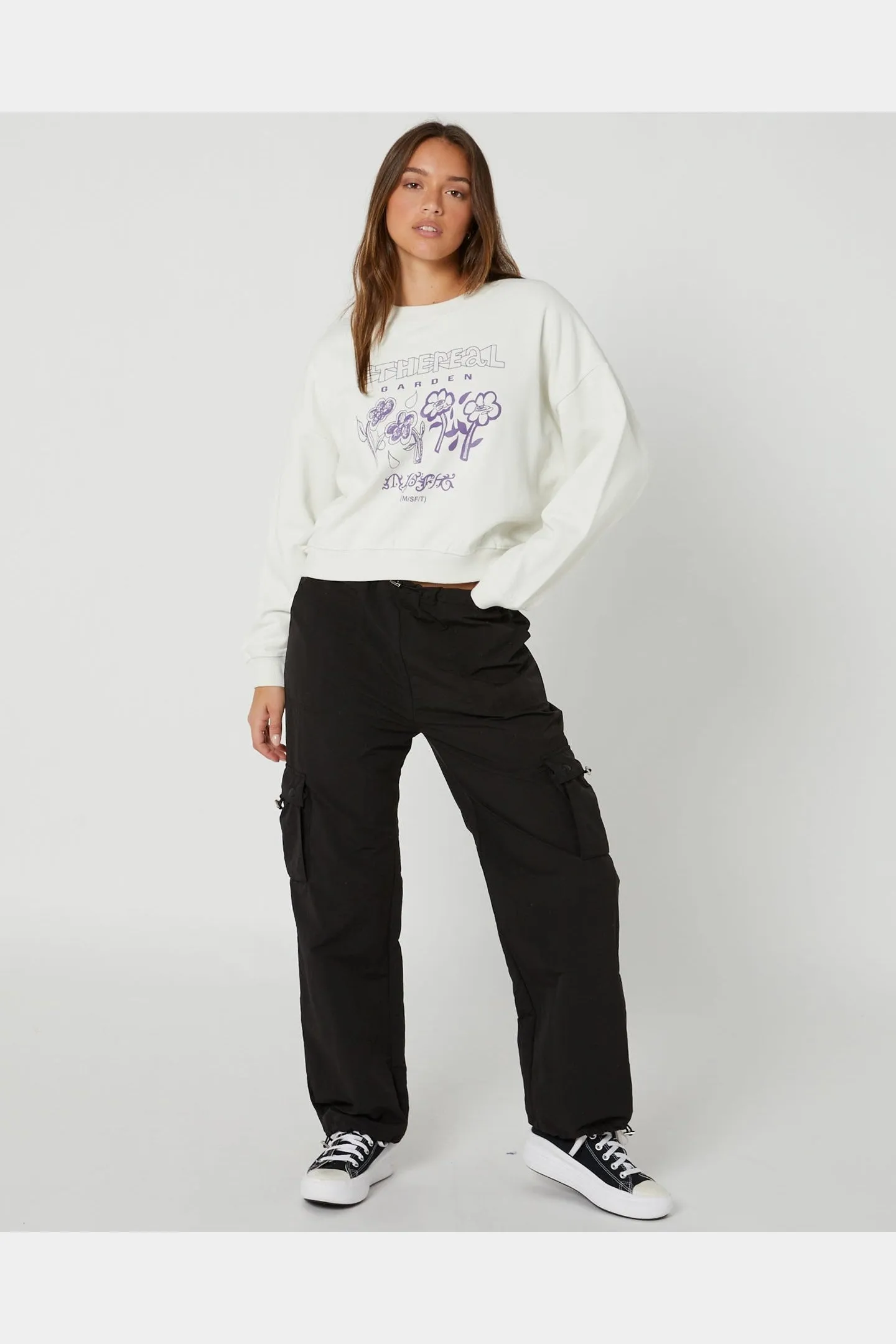 Misfit ethereal cropped crew - dirty white