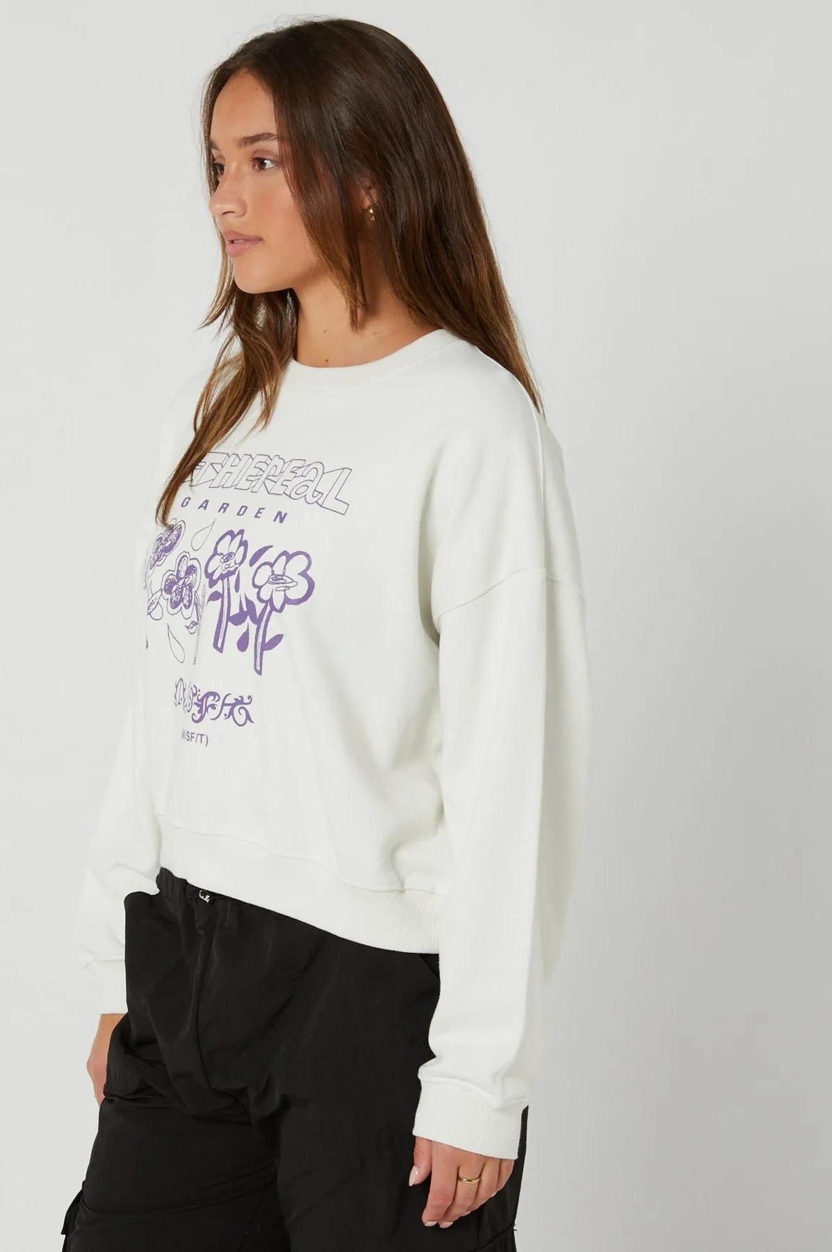 Misfit ethereal cropped crew - dirty white