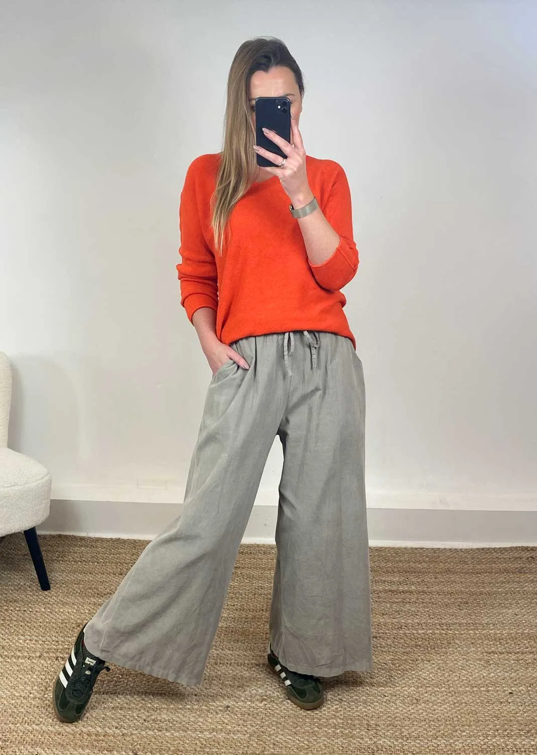 Misty Cord Wide Leg Pants in Stone