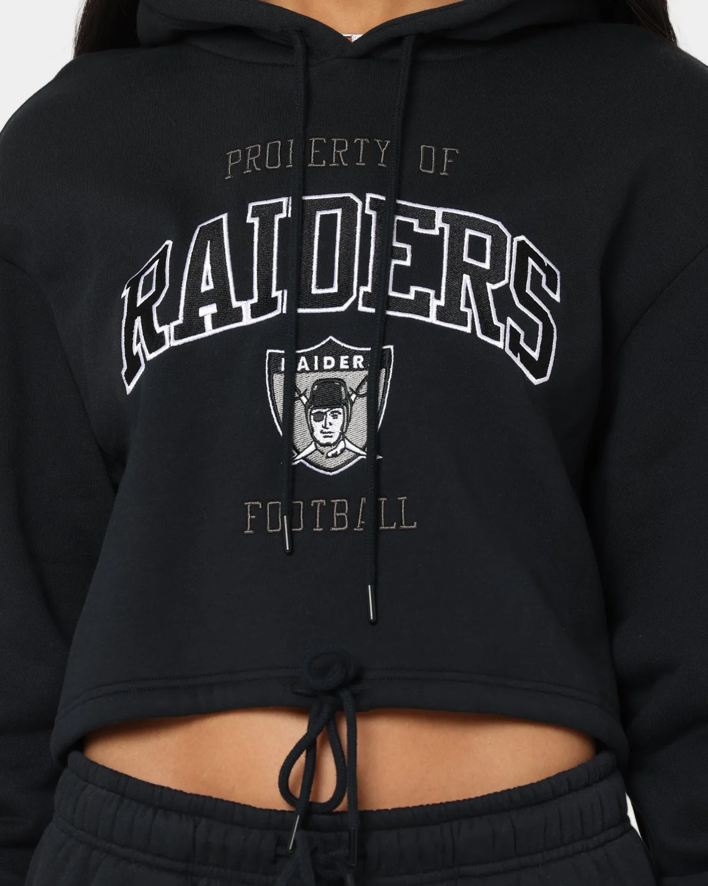 Mitchell & Ness Women's Las Vegas Raiders Vintage Arch Crop Hoodie Faded Black