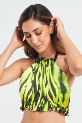 Neon Zebra Reversible Halter Top