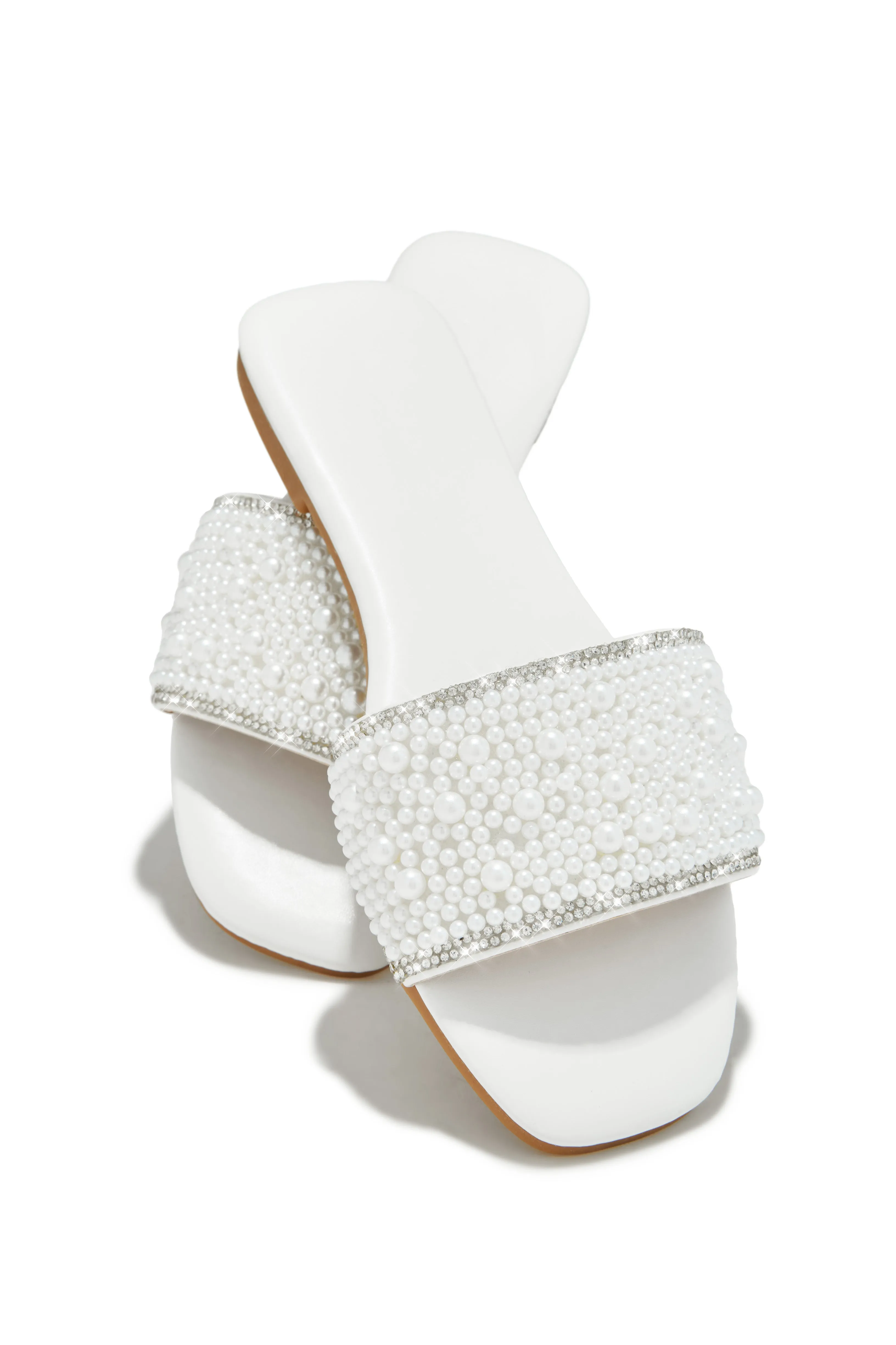 Nicole Faux Pearl Slip On Sandals - White