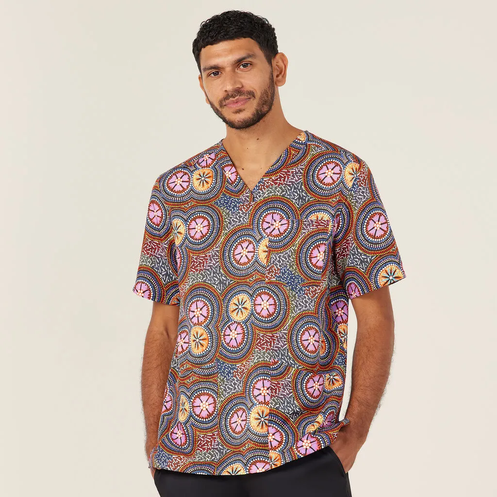 NNT Uniforms Bush Tucker Indigenous Print Scrub Top (CATRGJ)