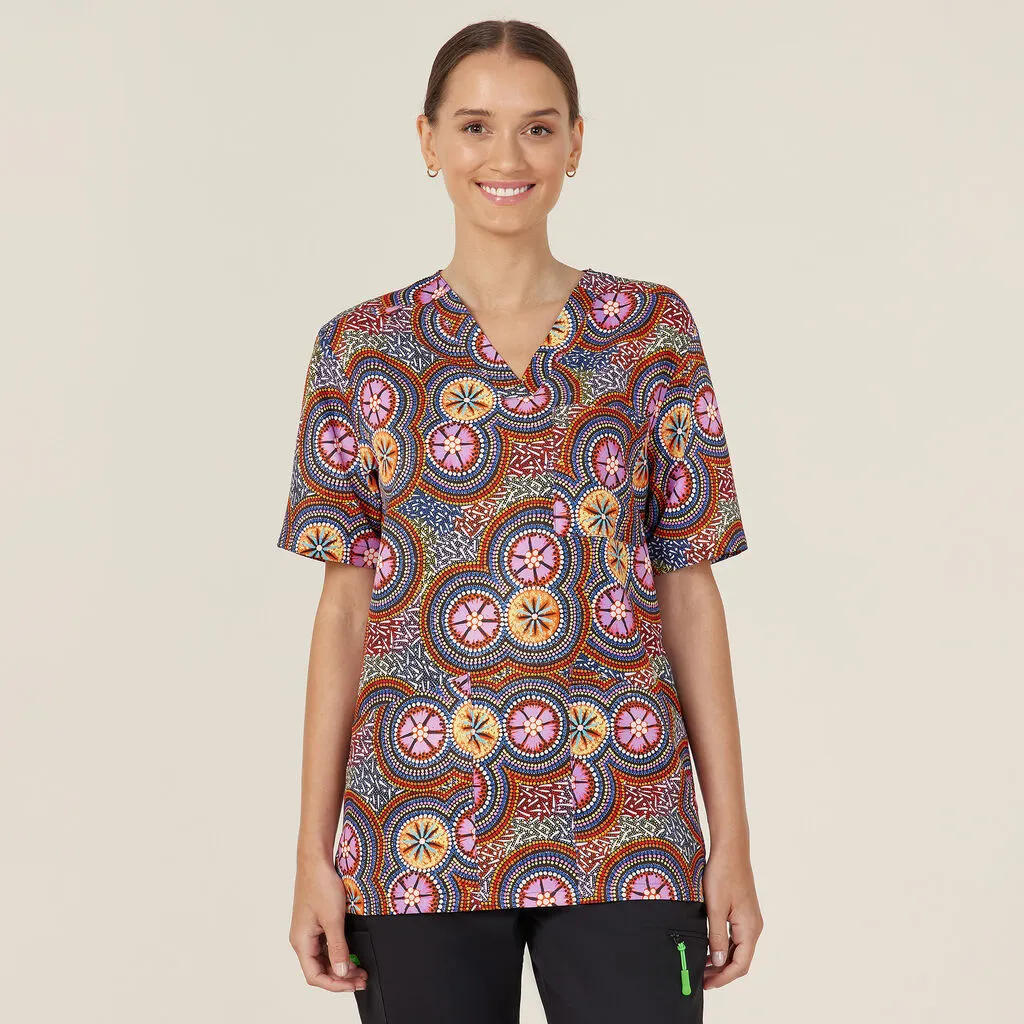 NNT Uniforms Bush Tucker Indigenous Print Scrub Top (CATRGJ)